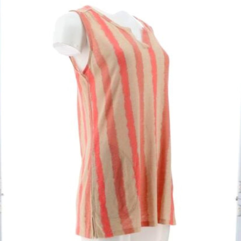 TUNIC TOP - DENIM & CO - XS Petite - NWT - Coral - Dress Blouse Sleeveless Shirt